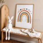 Boho Rainbow Nursery Wall Art | Neutral Baby Room Decor | Modern Earth Tone Print