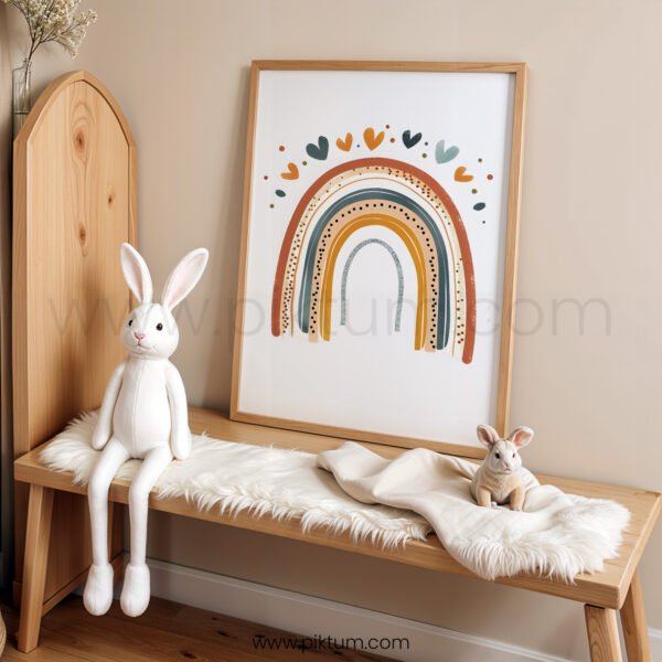 Boho Rainbow Nursery Wall Art | Neutral Baby Room Decor | Modern Earth Tone Print