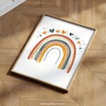 Boho Rainbow Nursery Wall Art | Neutral Baby Room Decor | Modern Earth Tone Print