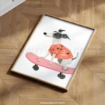 Cool Skateboarding Dog Wall Art | “Keep Rollin” Nursery Print | Modern Kids Room Decor