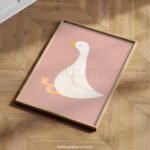 Minimalist White Goose Wall Art | Farmhouse Nursery Print | Neutral Baby Room Decor