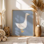 Minimalist White Goose Wall Art | Farmhouse Nursery Decor | Baby Room Printable