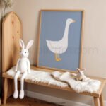 Minimalist White Goose Wall Art | Farmhouse Nursery Decor | Baby Room Printable