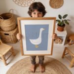 Minimalist White Goose Wall Art | Farmhouse Nursery Decor | Baby Room Printable