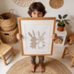 Bunny Best Friends Wall Art | Neutral Nursery Rabbit Print | Woodland Baby Room Decor