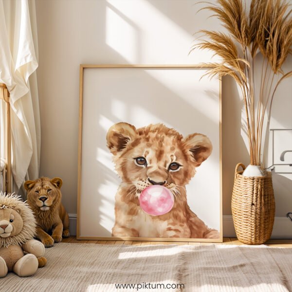 Baby Lion Wall Art | Cute Safari Nursery Print | Jungle Animal Baby Room Decor