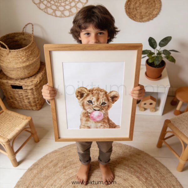 Baby Lion Wall Art | Cute Safari Nursery Print | Jungle Animal Baby Room Decor