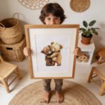 Teddy Bear Hug Wall Art | Cute Bear Nursery Print | Woodland Baby Room Decor