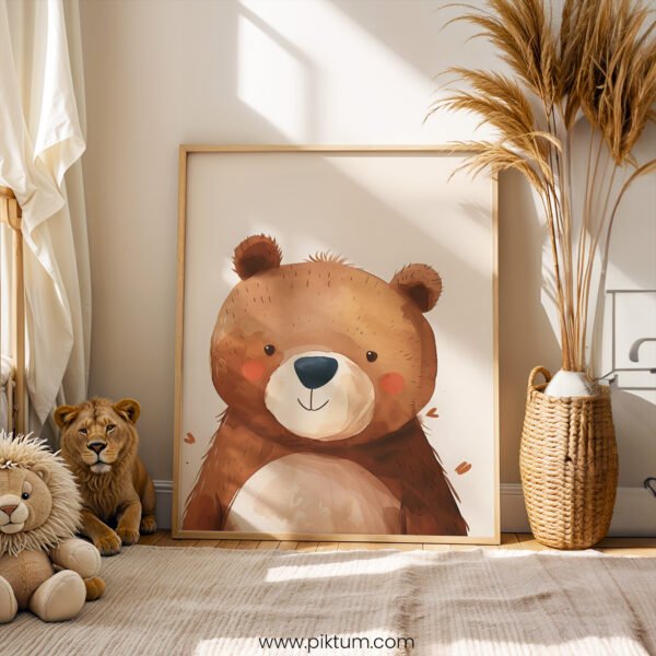Sweet Teddy Bear Nursery Print | Cute Bear Wall Art | Cozy Woodland Baby Decor