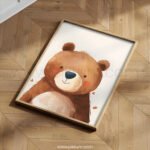 Sweet Teddy Bear Nursery Print | Cute Bear Wall Art | Cozy Woodland Baby Decor