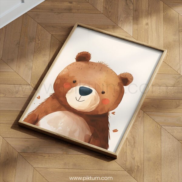 Sweet Teddy Bear Nursery Print | Cute Bear Wall Art | Cozy Woodland Baby Decor