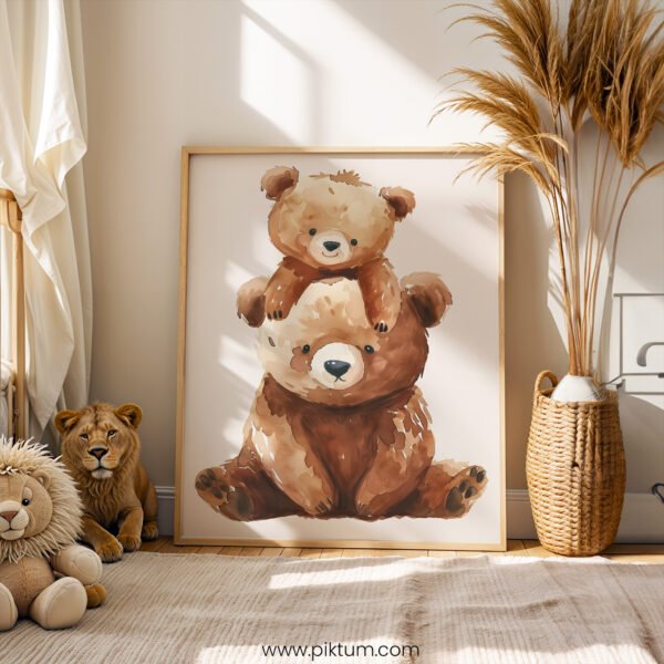 Mama & Baby Bear Watercolor Print | Woodland Nursery Wall Art