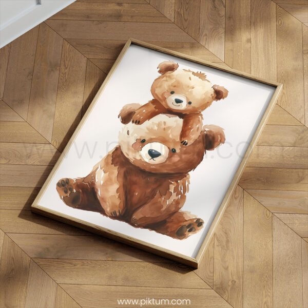 Mama & Baby Bear Watercolor Print | Woodland Nursery Wall Art