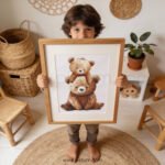 Mama & Baby Bear Watercolor Print | Woodland Nursery Wall Art