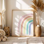 Soft Pastel Rainbow Watercolor Print | Minimal Nursery Wall Art