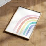 Soft Pastel Rainbow Watercolor Print | Minimal Nursery Wall Art