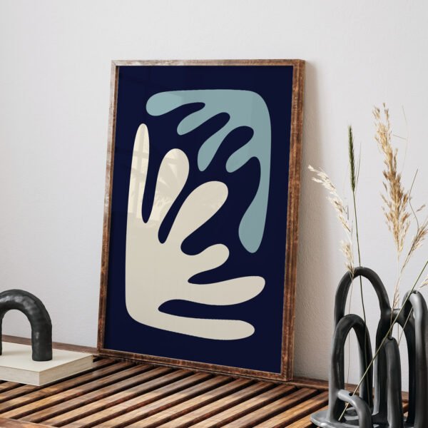 Abstract Minimalist Navy Beige Teal Wall Art