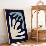 Abstract Minimalist Navy Beige Teal Wall Art