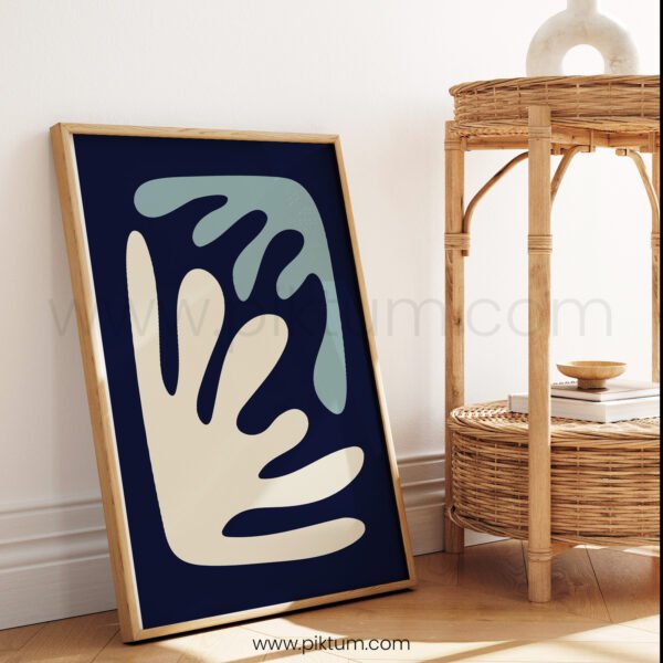 Abstract Minimalist Navy Beige Teal Wall Art