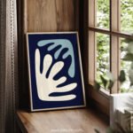 Abstract Minimalist Navy Beige Teal Wall Art