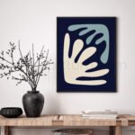 Abstract Minimalist Navy Beige Teal Wall Art