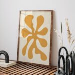 Abstract Organic Shape Printable Wall Art in Orange and Beige