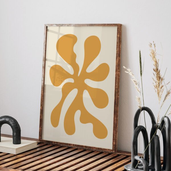 Abstract Organic Shape Printable Wall Art in Orange and Beige