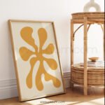 Abstract Organic Shape Printable Wall Art in Orange and Beige
