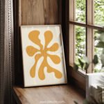Abstract Organic Shape Printable Wall Art in Orange and Beige
