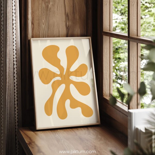 Abstract Organic Shape Printable Wall Art in Orange and Beige