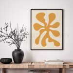 Abstract Organic Shape Printable Wall Art in Orange and Beige