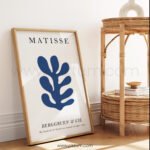 Minimalist Matisse Printable Wall Art - Blue Leaf Design for Modern Decor