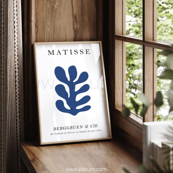 Minimalist Matisse Printable Wall Art - Blue Leaf Design for Modern Decor