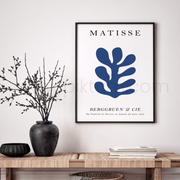 Minimalist Matisse Printable Wall Art - Blue Leaf Design for Modern Decor
