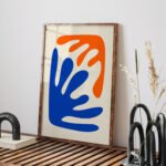 Abstract Waves Printable Wall Art in Blue and Orange