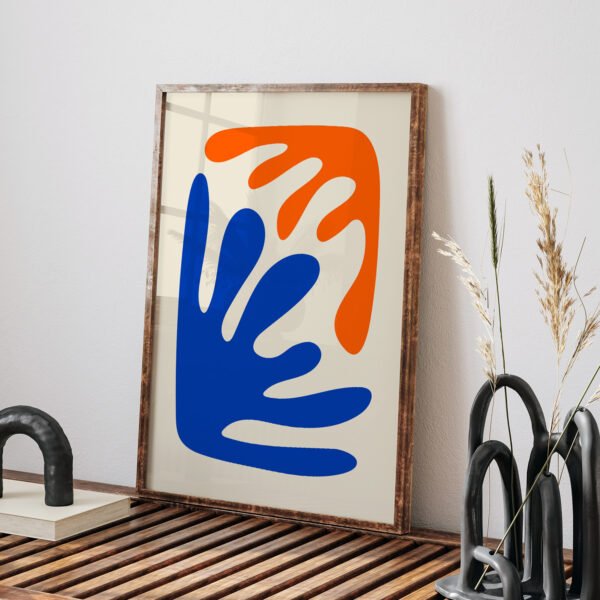 Abstract Waves Printable Wall Art in Blue and Orange