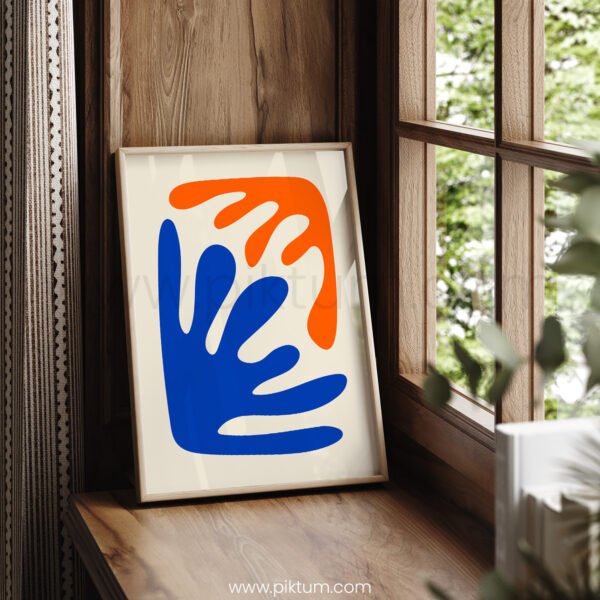 Abstract Waves Printable Wall Art in Blue and Orange