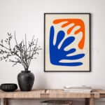 Abstract Waves Printable Wall Art in Blue and Orange