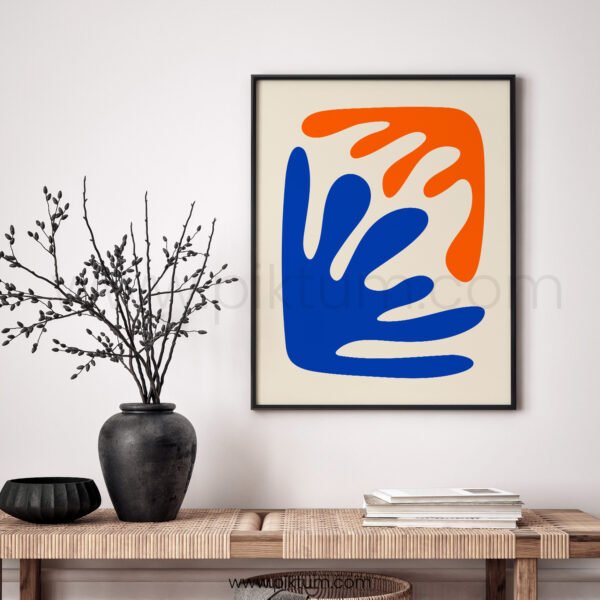 Abstract Waves Printable Wall Art in Blue and Orange