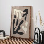 Modern Abstract Printable Wall Art - Beige and Black Design