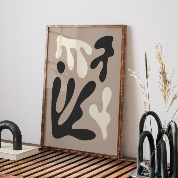 Modern Abstract Printable Wall Art - Beige and Black Design