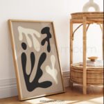 Modern Abstract Printable Wall Art - Beige and Black Design