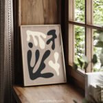 Modern Abstract Printable Wall Art - Beige and Black Design