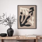 Modern Abstract Printable Wall Art - Beige and Black Design