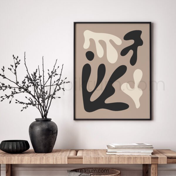 Modern Abstract Printable Wall Art - Beige and Black Design