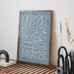 Abstract Blue Minimalist Line Art Print
