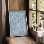 Abstract Blue Minimalist Line Art Print