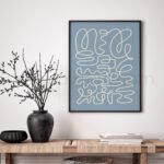 Abstract Blue Minimalist Line Art Print
