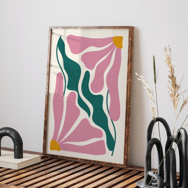 Abstract Printable Wall Art in Pink and Green