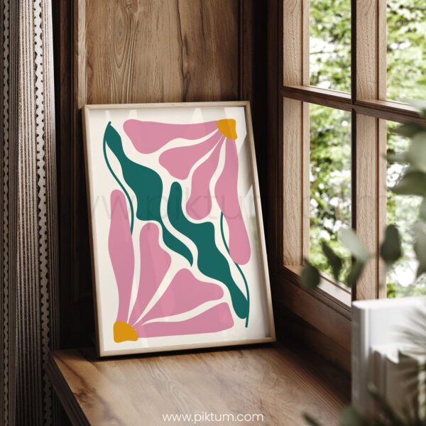 Abstract Printable Wall Art in Pink and Green